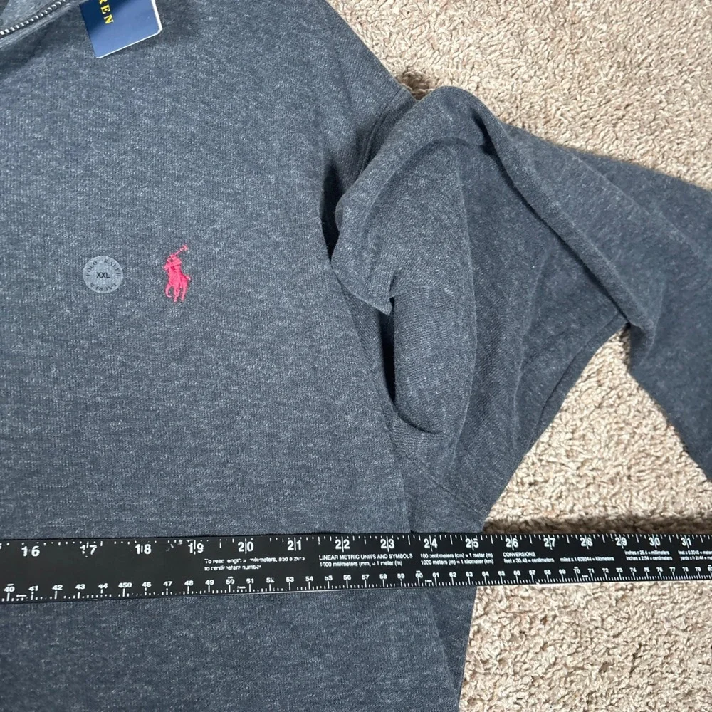 Polo Ralph Lauren Mens Estate Rib Quarter Zip Pullover Charcoal Grey XXL NEW‎